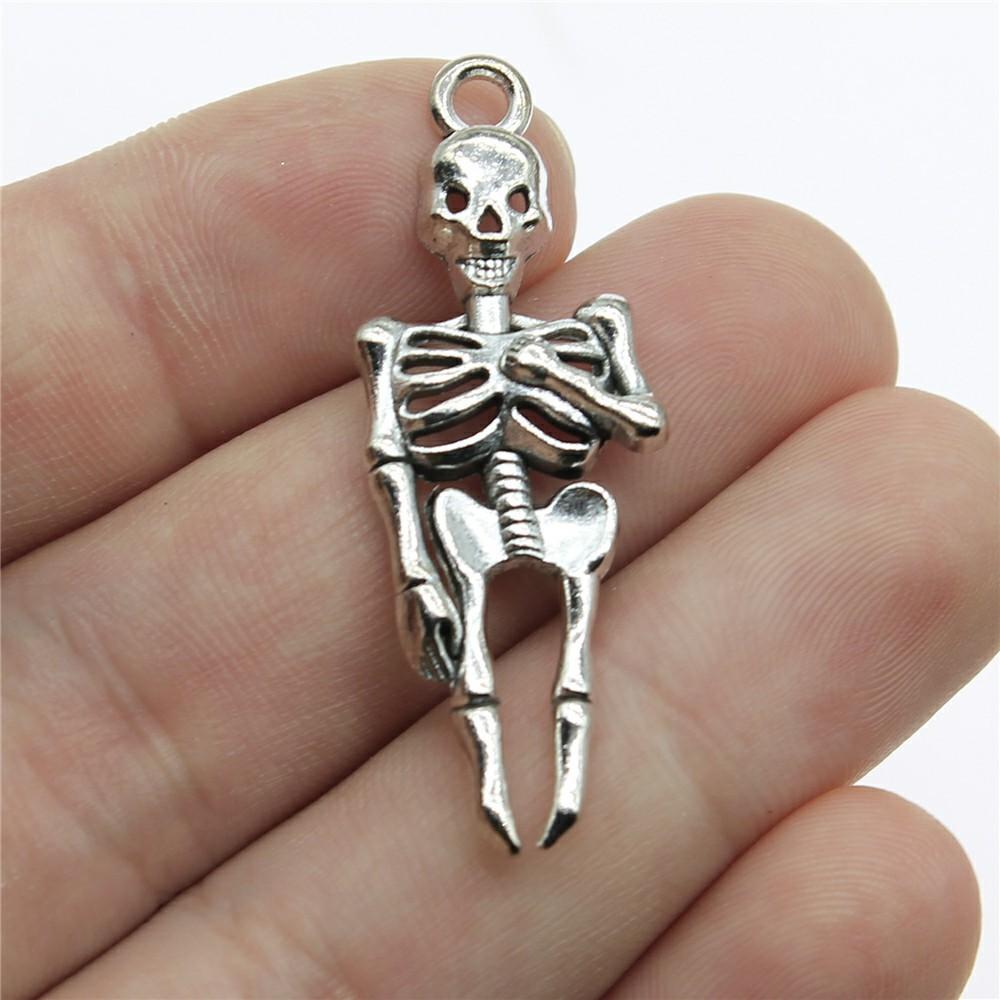 20pcs Skull Charms Antique Silver Color Cute Skull Charms Pendants For Bracelets Bat Skull Charms Making Jewelry
