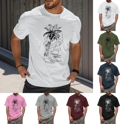 Men's Fashion Printed Round Neck Straight Shoulder Short Sleeve T-Shirt Top