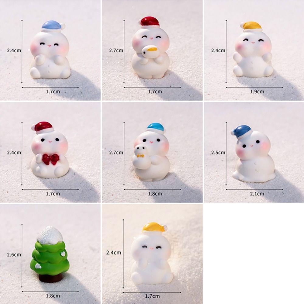 8Pcs DIY Accessories Figurines Snowman Miniature Model High Quality Snowman Statue