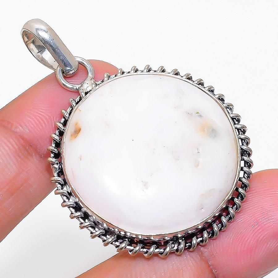 Natural Orange Scolecite Gemstone 925 Sterling Silver Jewelry Pendant 2.05" ZS-781