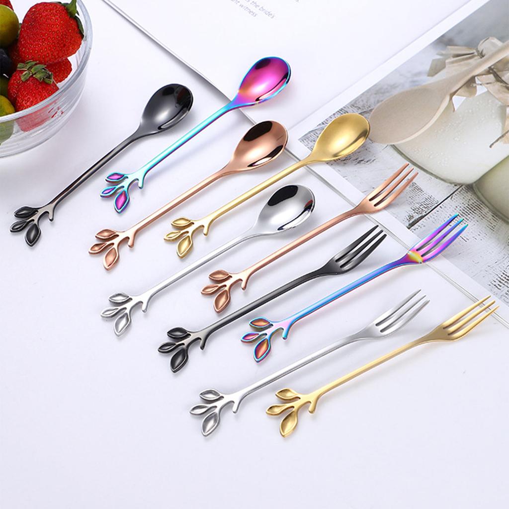 2Pcs Forks and Spoons Set 4.7Inch Stainless Steel Flatware Cutlery Set for Home Kitchen and Restaurant Mirror Polished