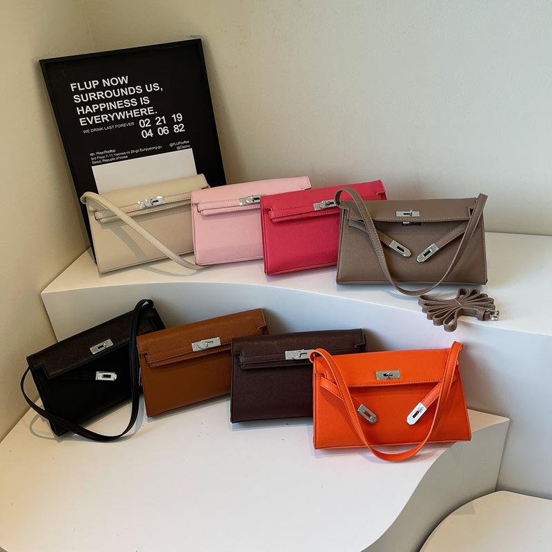 Ny mote minimalistisk lett luksus lås temperament skulder crossbody trendy dameveske