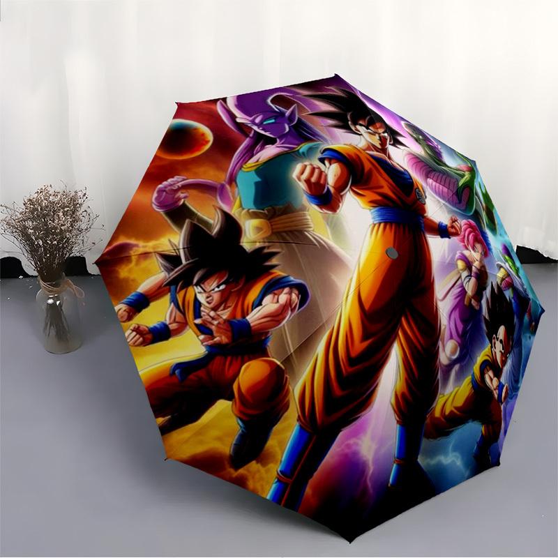 1pc Dragon Ball Z Automatic Umbrella with 8-Rib Compact Design, Foldable & Portable for Outdoor Leisure, Everyday Use - Ideal Gift for Friends and Fam