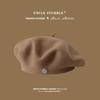 High Quality Woolen Beret Female Autumn and Winter Temperament Retro Painter Hat Brown Showing Small Face