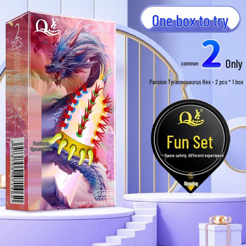 Q Point Thorn Set: Erotic Couples' Condoms with Large Particles, 2pcs/pack