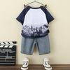 Stylish Summer Outfit For Boys Featuring Ultraman Design Soft Cotton Two-piece Set