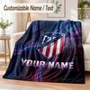Custom Text Flannel Blanket Atletico Madrid Print Warm Cozy Blanket Home Sofa Bedding