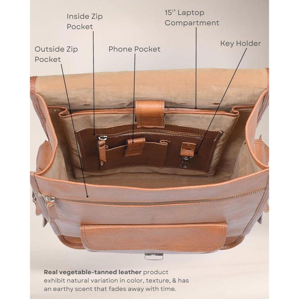 Handmade Goat Leather Backpack:  Laptop Travel Rucksack