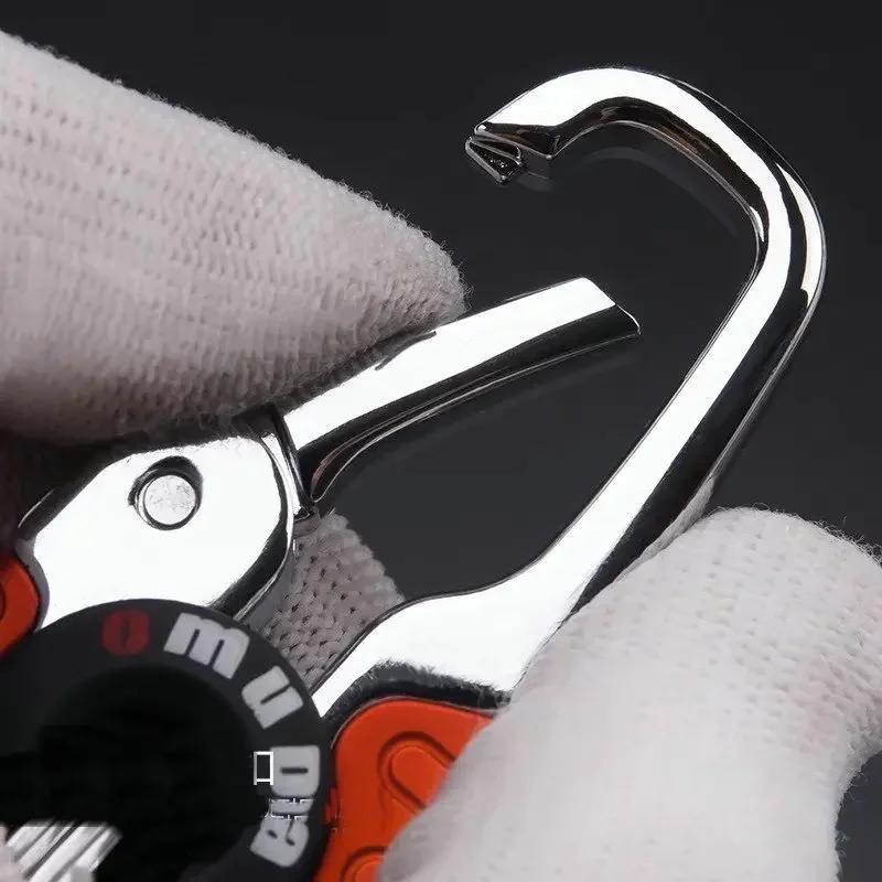 Men's Keychain Hook Stainless Steel Buckle Outdoor Carabiner Climbing Tool Double Ring Fishing Hook Key Ring Car Accessories
