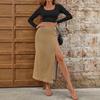 Women's European & American High-Waisted Slit Denim Midi Skirt - New Fashion