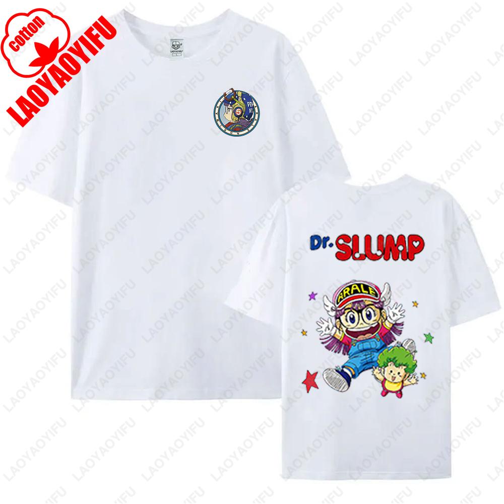 Kawaii Arale T-shirts Man Women Graphic Japanese Manga Tshirt Y2k Clothes Cotton Short-sleev Tee Clothing Two-sided Printed Tops