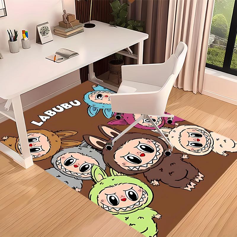 1pc labubu Print Area Rug - Soft, Washable Non-Slip Indoor Mat for Office Chairs, Living Room, Home Office Decorative Rug