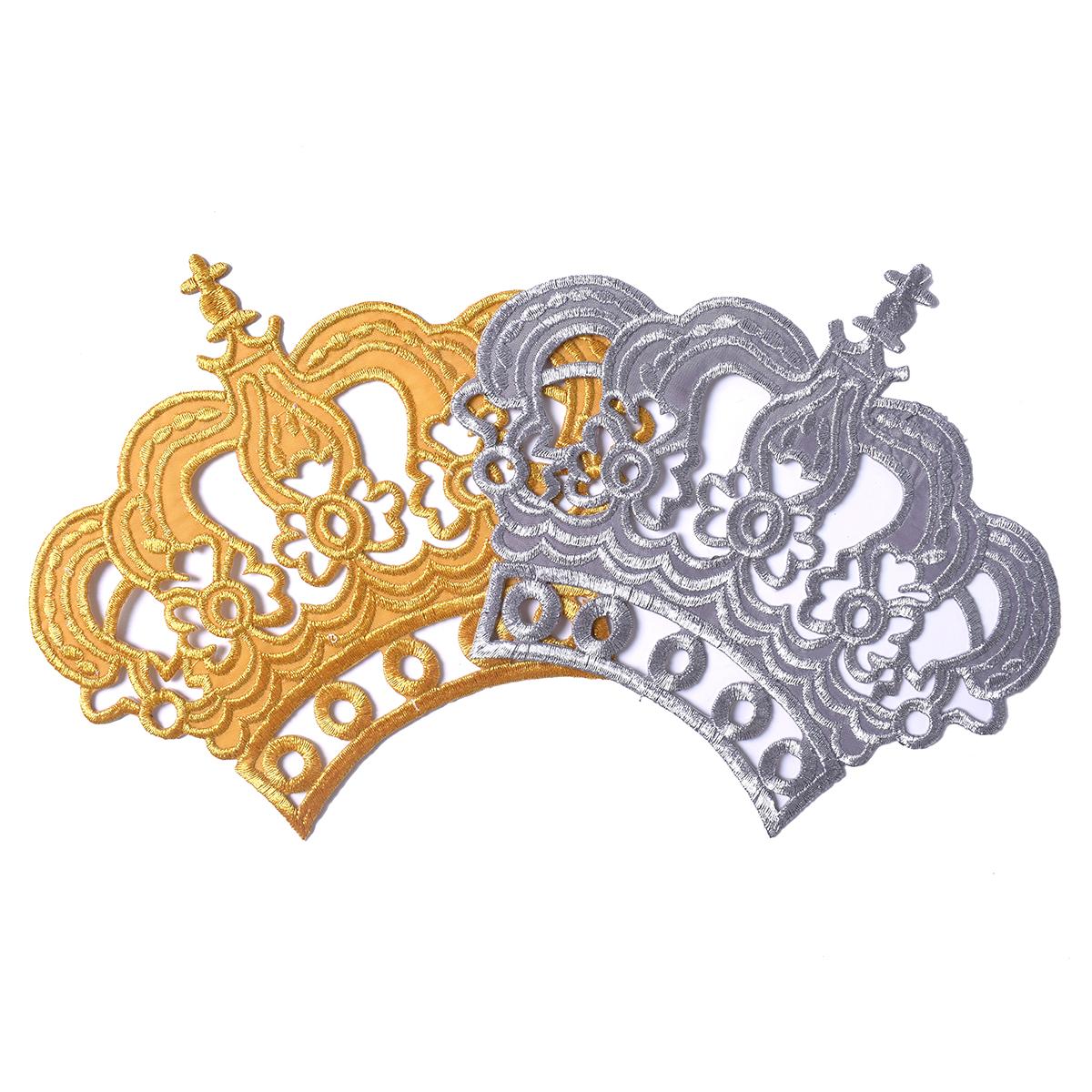 

1Pcs Golden Silver Crown Embroidery Patch Repair Applique Clothing Decoration Accessories срібний