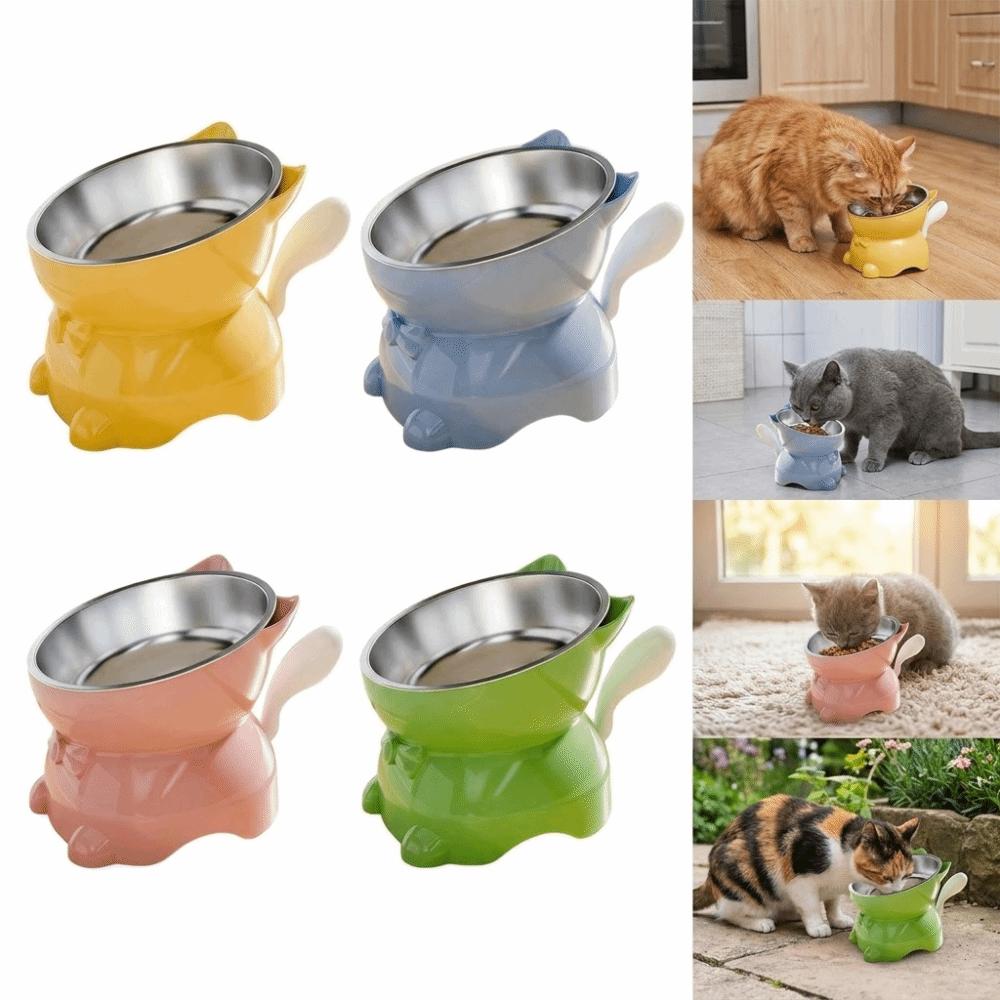 Large Diameter Elevated Cat Bowl Detachable Inclined Food Dish Cute Neck Protection Bowl Cats