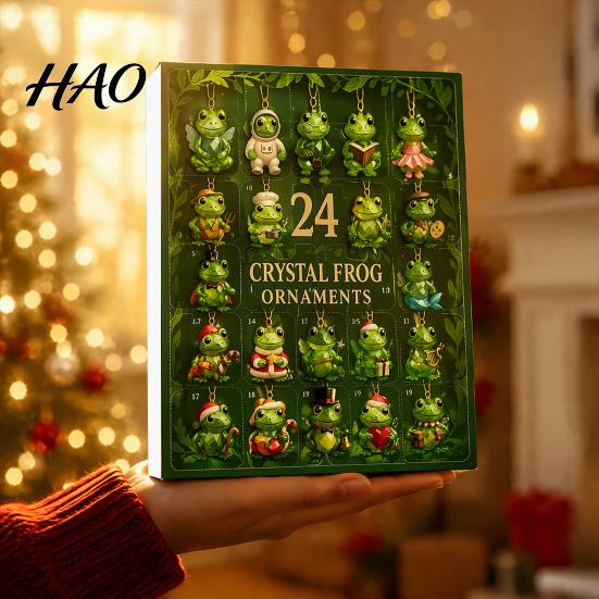 Festive Party Favors for Friends Faux Crystal Frog Advent Calendar 2026, 24 Days Christmas Countdown with Hanging Pendant Bedroom Decor Animal