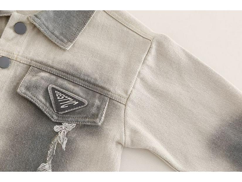 Boys' Trendy Denim 3-Piece Set: Stylish Spring/Autumn Outfit with Shirt and Outerwear