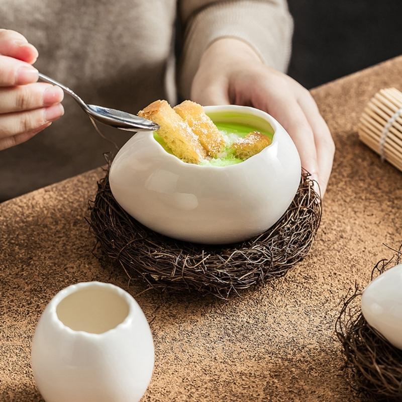 Bird Eggshell Serving Bowl Glossy Ceramic Decoration Bowl for Salad Fruit Display and Home Table Styling Use