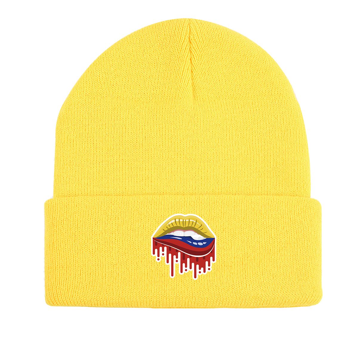 

Mouth Flag of Colombia Winter Knit Hat Beanie, Patriotic Skullies Beanies Fit Warm Leisure Bonnet Knitted Cap Beanie as the picture жёлтый