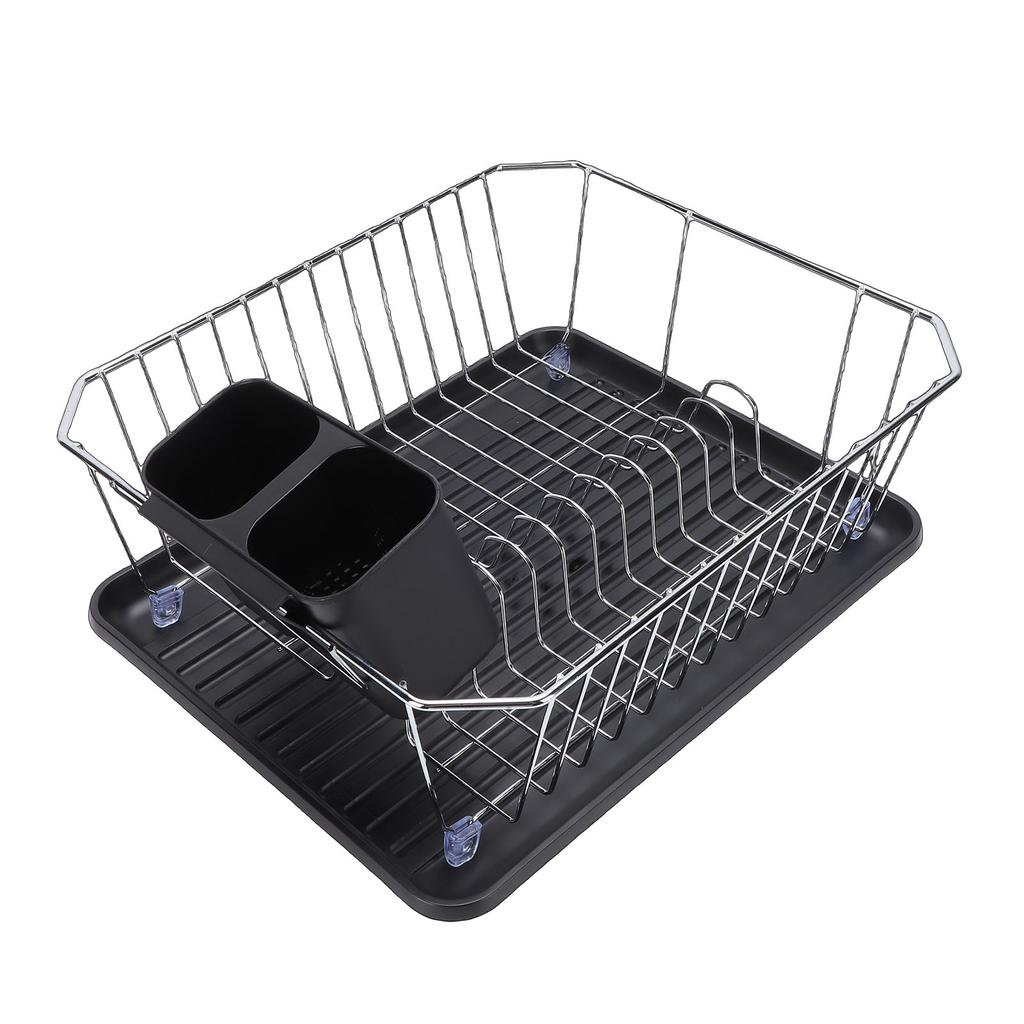 Dish Drying Rack Iron Dish Drainer Rack with Utensil Holder for Kitchen Counter Sink Spoons and Forks