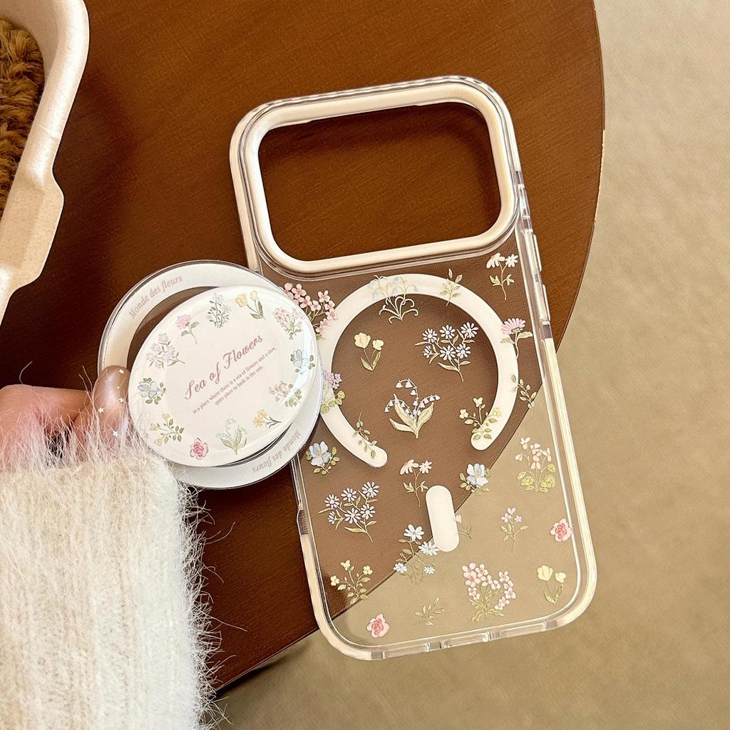 Flower Magnetic Mount Phone Case for iPhone 16, iPhone 17, and iPhone 17 Pro Max