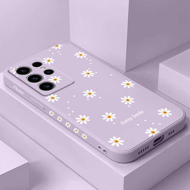 Smiling Daisy Phone Case For Samsung Galaxy S25 S24 S23 S22 S21 S20 S10 S10E Ultra Plus FE Note 20 Ultra Plus Cover