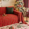 New Christmas Plaid Sofa Throw - Retro Non-Slip Couch Cover, Multi-Purpose Blanket for Home & Vacation Rentals Festive Sofa Cover