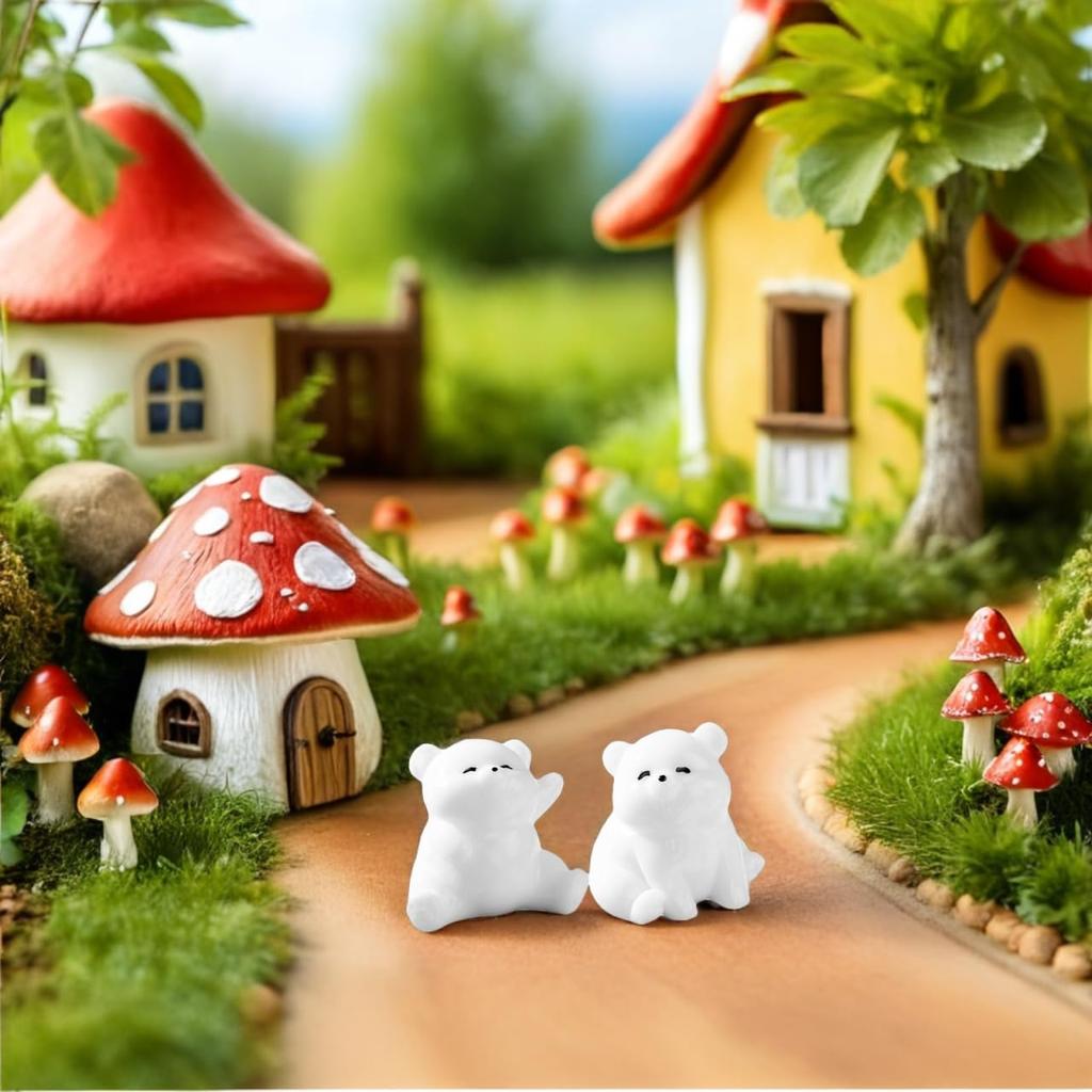 LEDMOMO Polar Bear Miniature 10-Piece Set (5 Designs) - Polar Bear Figurines, Animal Figurines, Resin, for Terrariums, Moss, Succulents, Bonsai,