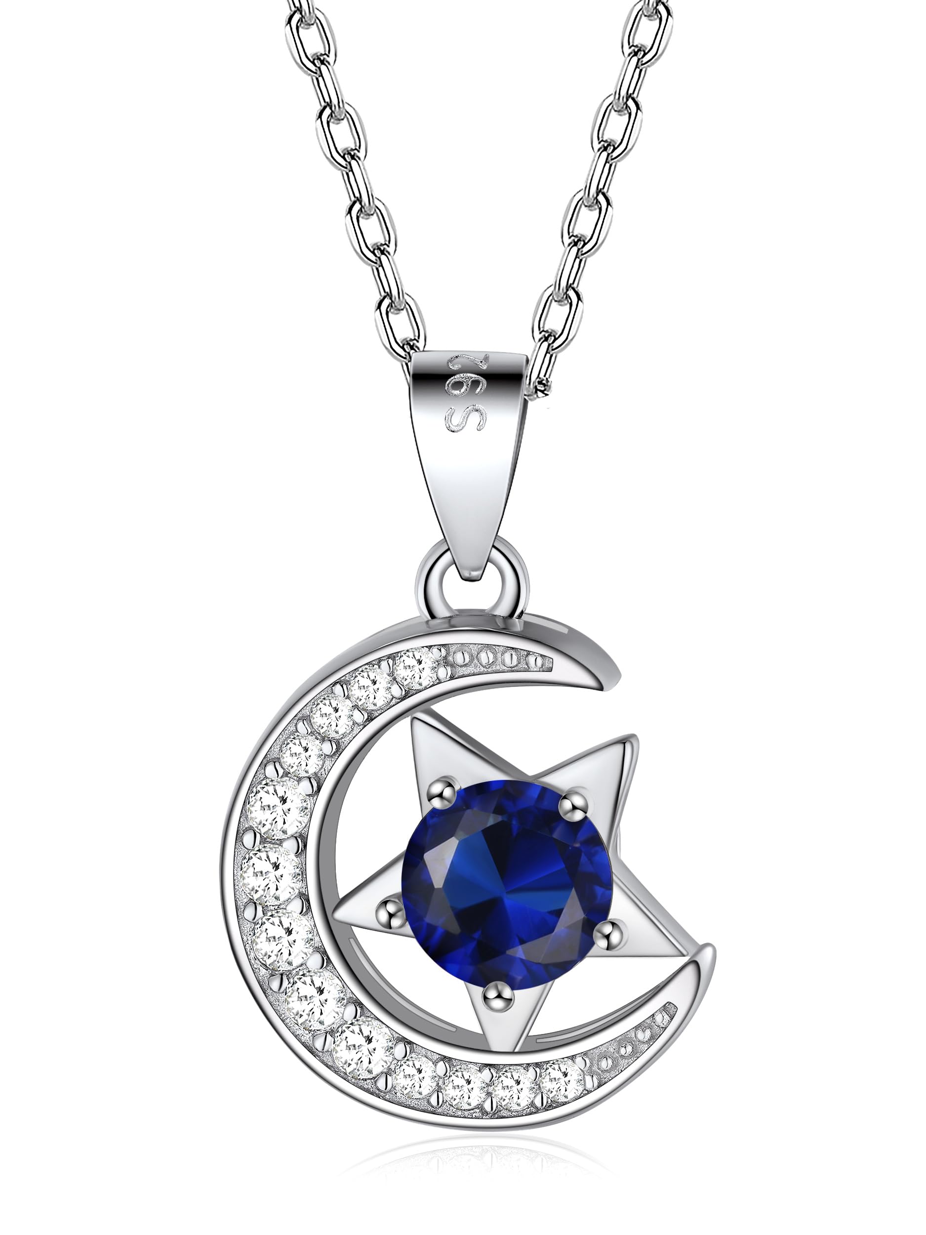 

Necklace for Birthstone Sapphire 925 Gold Allergy High School Woman in her September 40cm [FindChic] Women, Necklace, Silver, Rust-Proof Pendant,