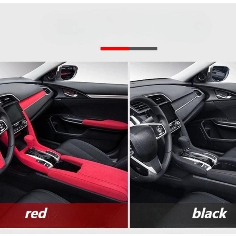 RED Suede Central Control Panel Protection Fit For Honda Civic 2016 2017 2018 20109   Armrest Box Lid Sheath Shell Cover