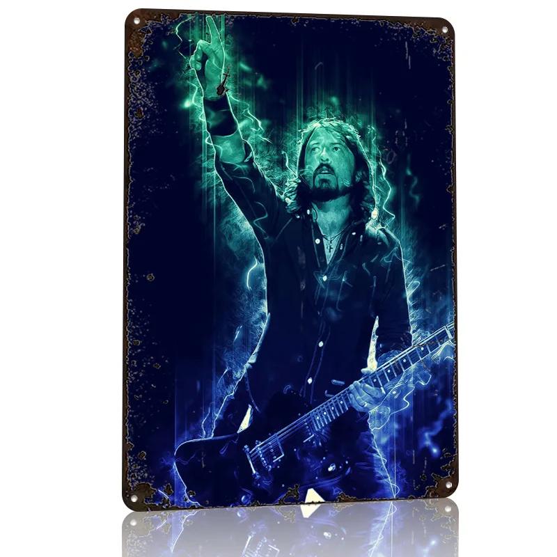 Dave Grohl D Texture Printed Poster Custom Vintage Metal Tin Plate Sign for Wall Art Funny Signs Home Decor Accessories House