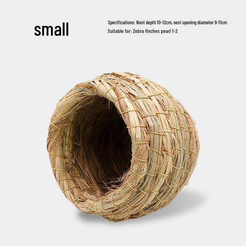 Hand-Woven Straw Nest for Small Birds: Parrot, Budgie, Conure, Finch