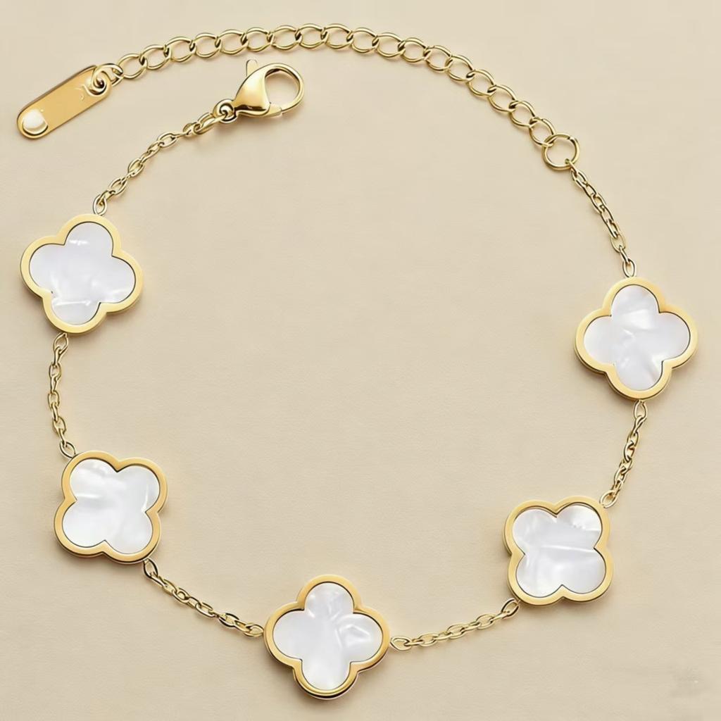 Stylish New Smooth Four-leaf Clover Bracelet Titanium Steel Double-sided Women's Bracelet