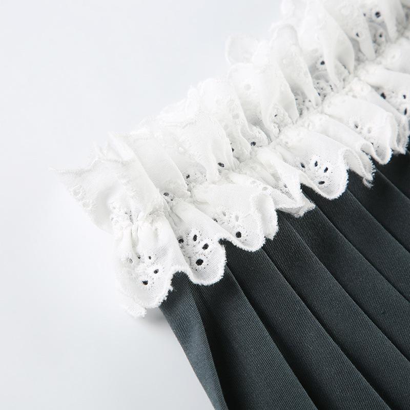 European & American Sweet Style Lace Pleated Two-Piece Short Skirt for Girls