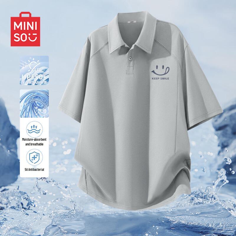 MINISO Men s Quick-Dry Letter Print Polo Shirt M