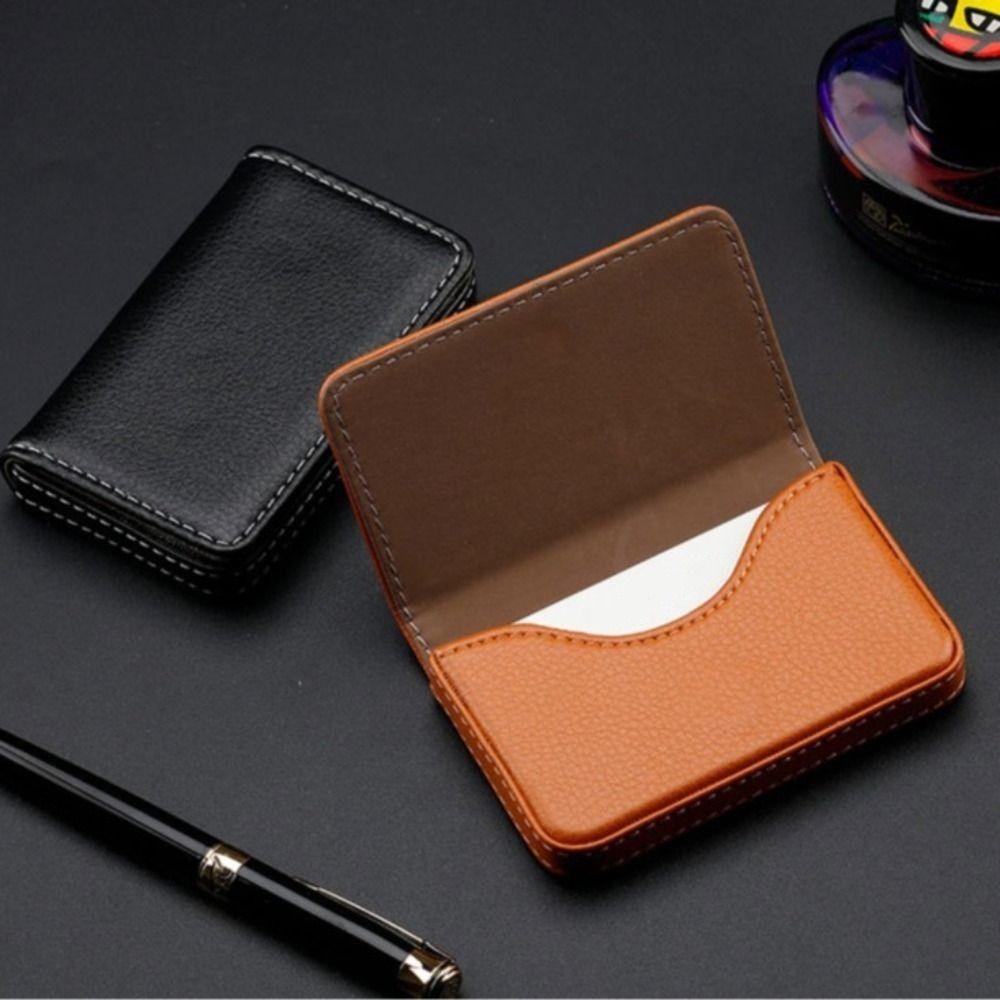 PU Leather Card Holder Business Name Card Pocket Top Card Case  Gift