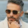 Women's Retro Rivet Square Frame Sunglasses - Trendy European & American Style for Beach Vacations