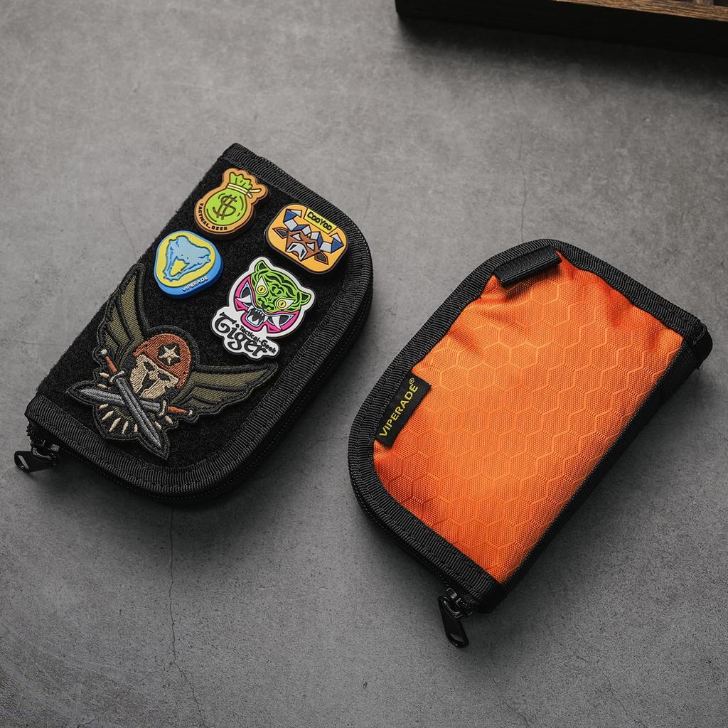 VIPERADE VE20 Small EDC Pouch with EDC Pocket Organizer for Small EDC Organizer Pouch with 5 Pockets Velcro, Men, (Orange)