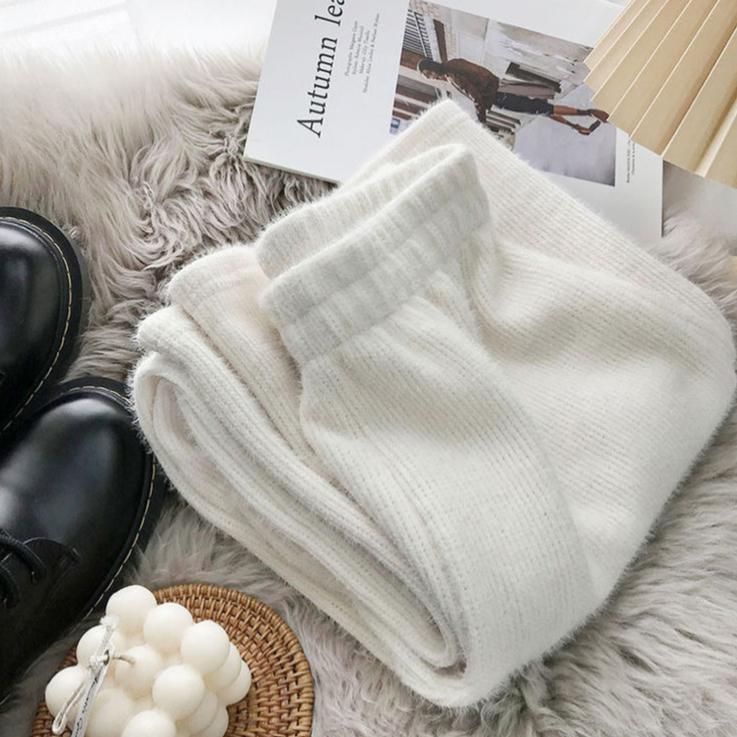 

Зимние брюки большого размера из искусственной норки, теплые женские брюки с широкими штанинами, корейская мода, толстые бархатные прямые спортивные брюки XXXL белый