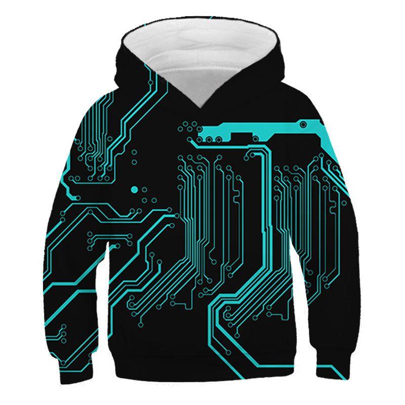 Electronic Chip Grpahic Hoodies for Men Clothing 3D Circuit Board CPU Printed Hooded Pullovers Funny Kids Hoodie Swaetshirt Tops