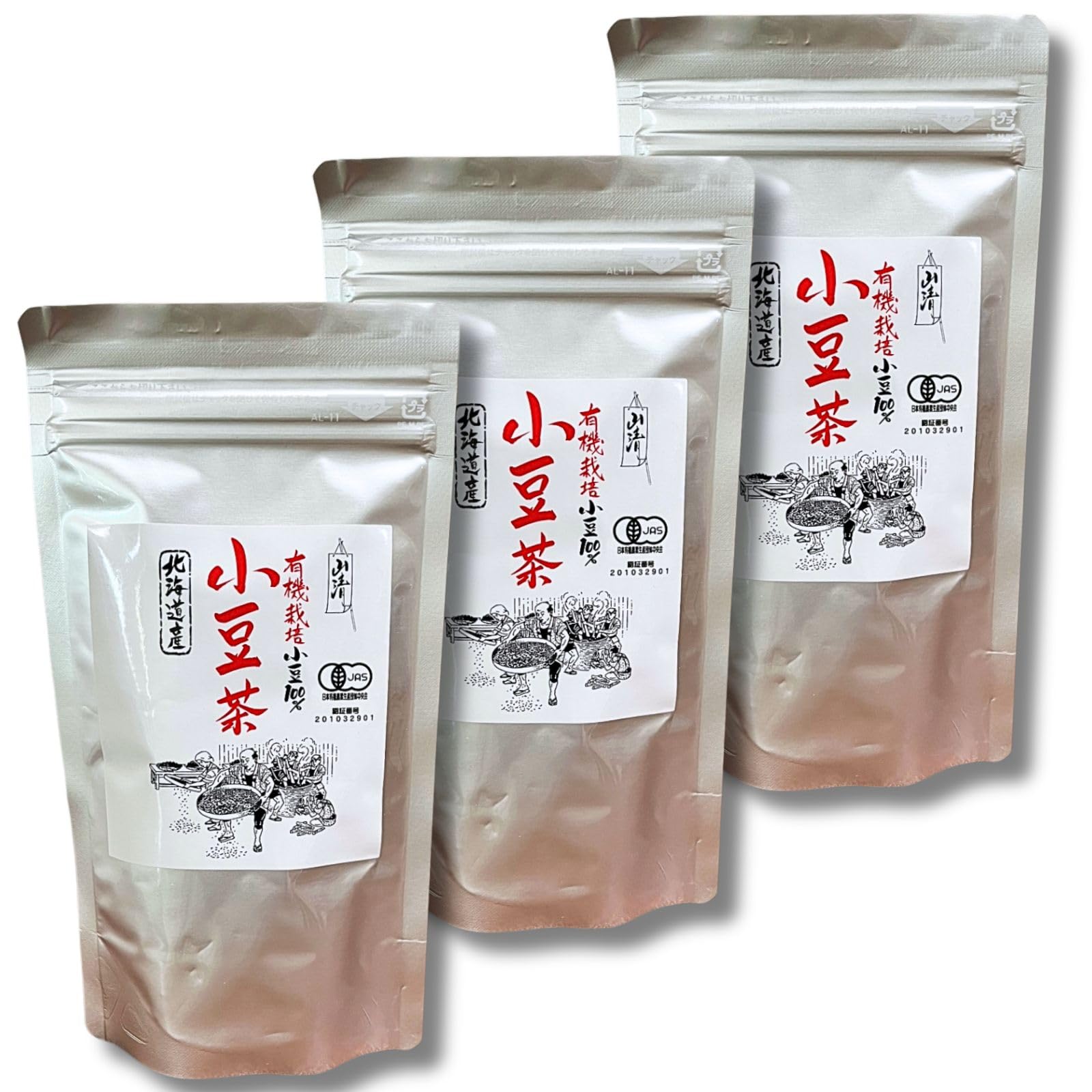 Yamasei Organic Azuki Beans of Organic Azuki Bean Tea 120g Organic Azuki Hokkaido-grown 100% (Set 3, (Whole Beans))