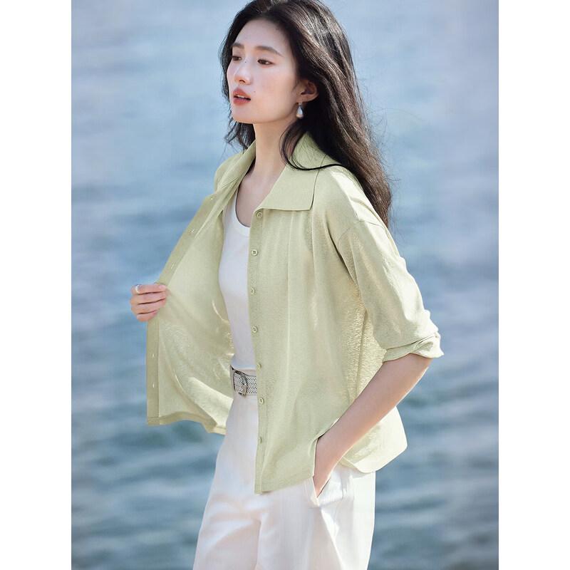 XWI Women s Elegant Sage Green Long-Sleeve Shirt M