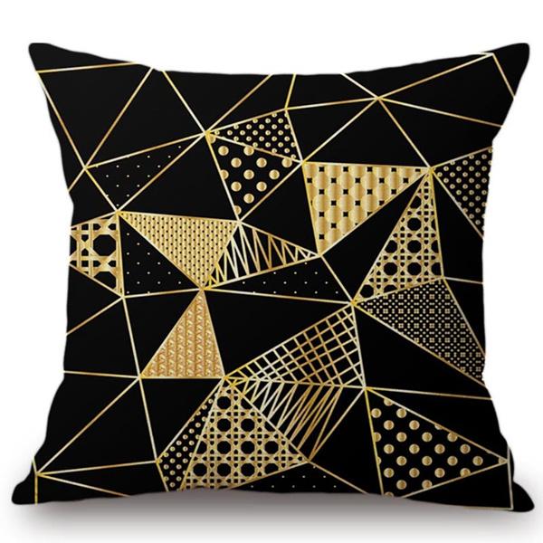 Vintage European Black Pink Yellow Geometric Sofa Throw Pillow Case Diamond Stone Triangles Decoration Cushion Cover Cojines