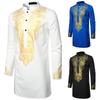 Men Printed Bronzing Shirt Printed Totem Long Shirt African Style Shirt