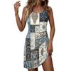 Sleeveless Casual Dress for Women Vintage Floral Print Round Neck Summer Beachwear Lightweight Comfortable Fit