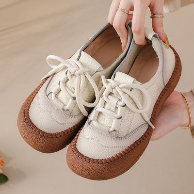 Neue Herbst gebundene flache Schuhe Damen echtes Leder Mokassins Schuhe für Damen Luxus Komfort flache Schuhe Oxfordschuhe Damen Freizeit Loafer