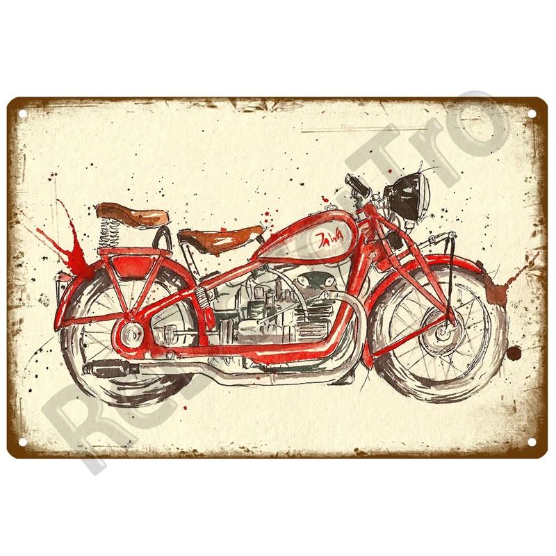 JAWA Vintage Nástěnný Plakát Vintage Retro Nástěnný Domácí Restaurace Dekorace Plaketa Kovová Nástěnná Dekorace Umění Kovová Značka Plechová Značka Talíř