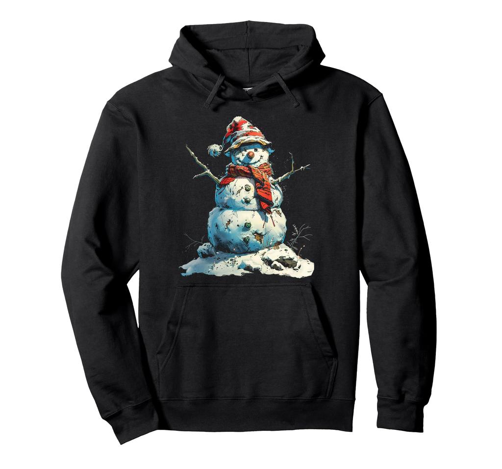 Snowman Christmas Motif Art Family Snowman Hoodie X-mas