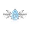925 Sterling Silver Ice Flower Cut Pear Shape Color Gem Ring for Women Inlaid Brilliant High Carbon Diamond Band Daily Jewelry Gift