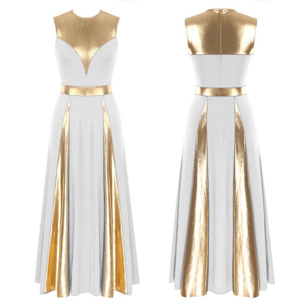 Buy Women Slim Waist Long Dress Sleeveless Dresses Church Worship Dancewear  Stage Performance Costume at affordable prices  free shipping, real  reviews with photos  Joom