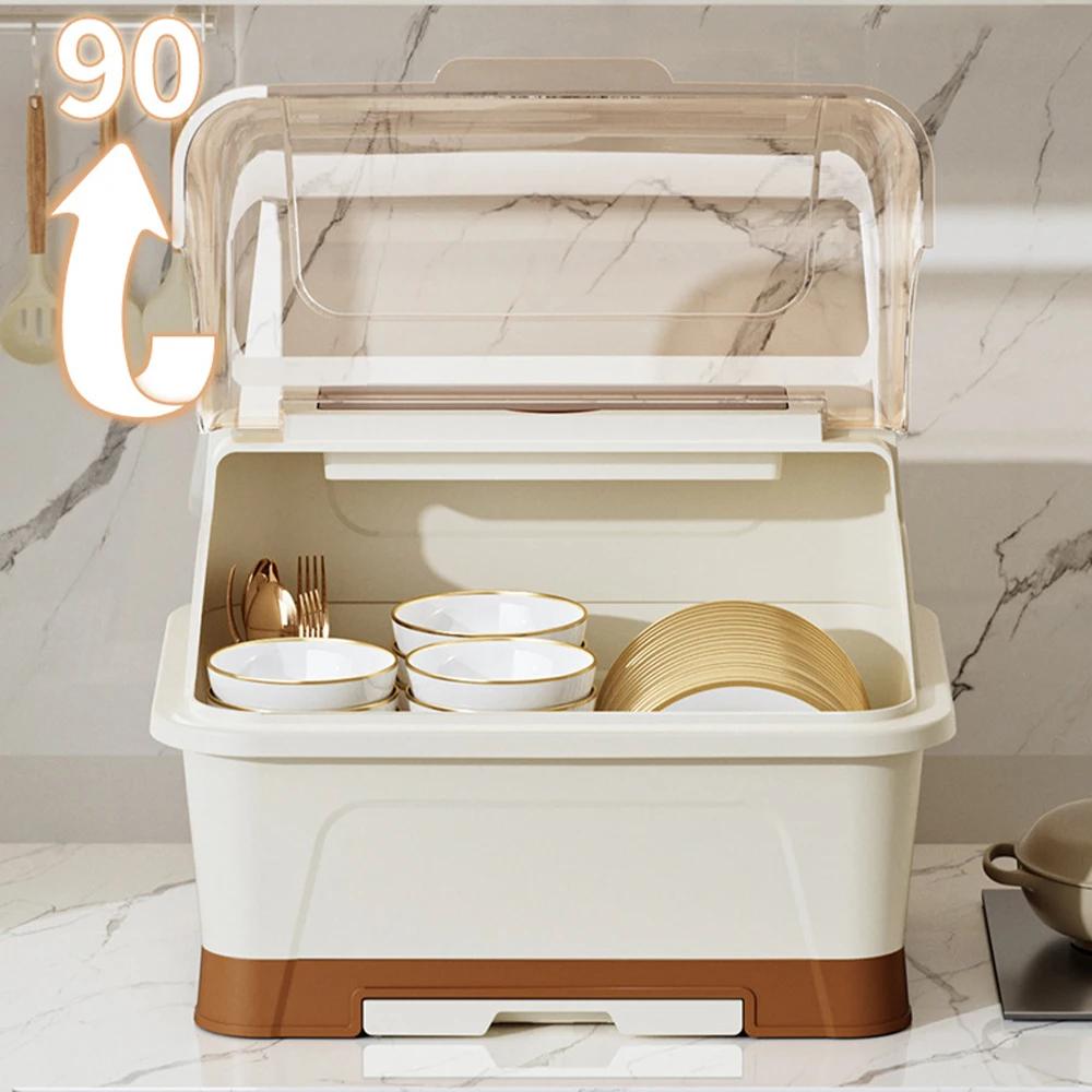 Dish Drying Rack Plastic Bowl Dish Chopstick Storage Box with Lid for Kitchen Utensils Kitchen Plate Cup Tray Cutlery Drainer